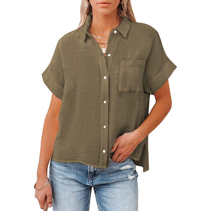 Summer New Cotton Linen Short Sleeve Casual Shirts