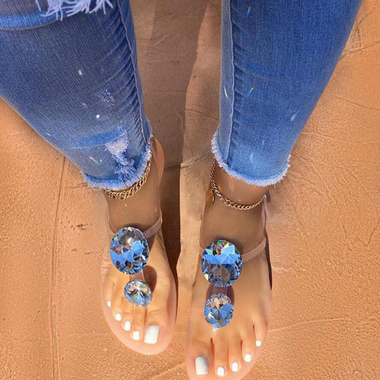 Diamond Solid Color Flat Sandals