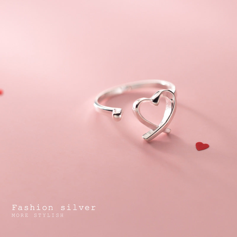 S925 Silver Simple Style Hollow Line Love Ring