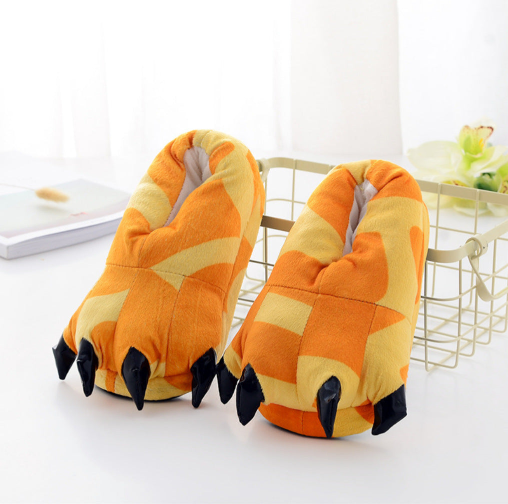 Soft Warm Dinosaur Paw Funny Slippers for Men Women Kids