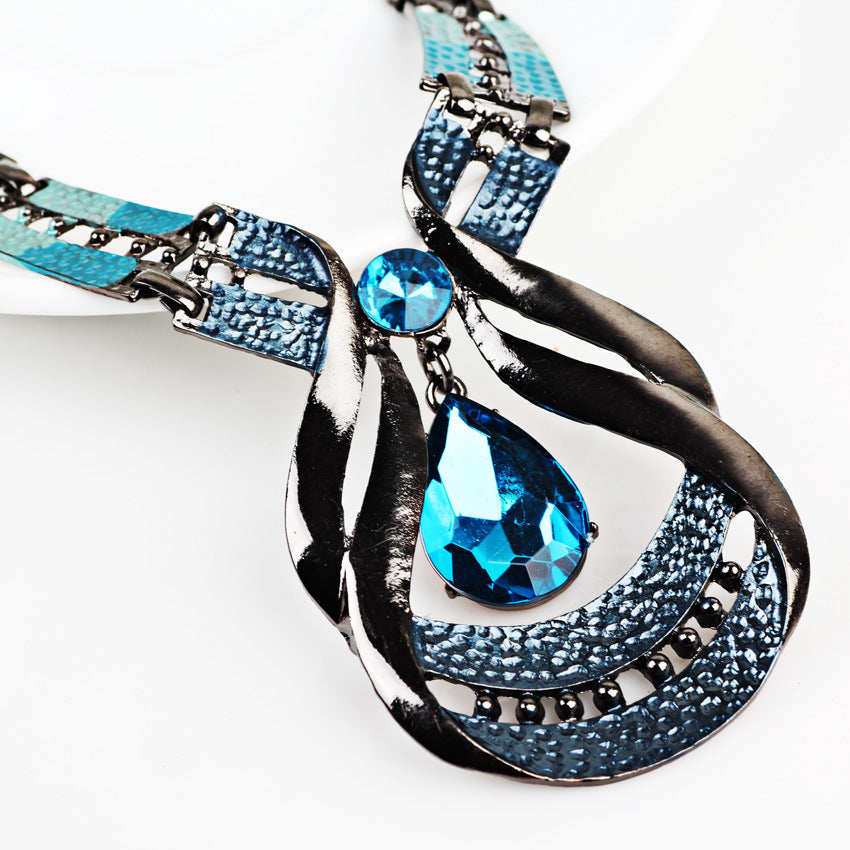 Exotic Antique, Blue Jewel 2 Piece Necklace Set