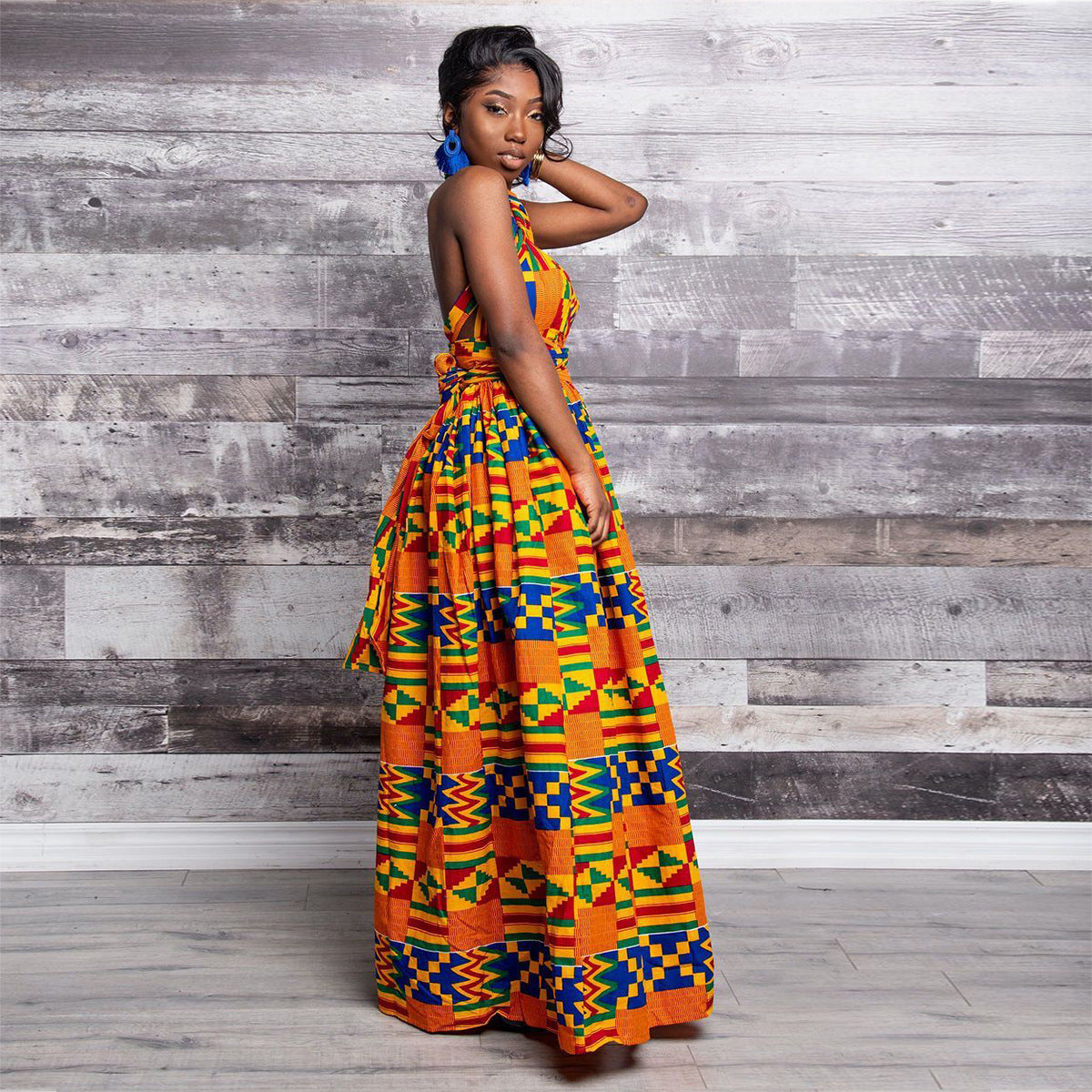 Multi Color Print Maxi Dresses