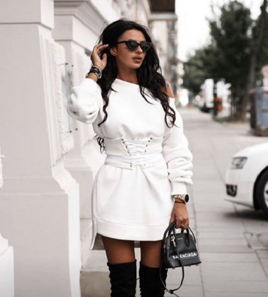 Sweatshirt Waist Long Sleeve Dress