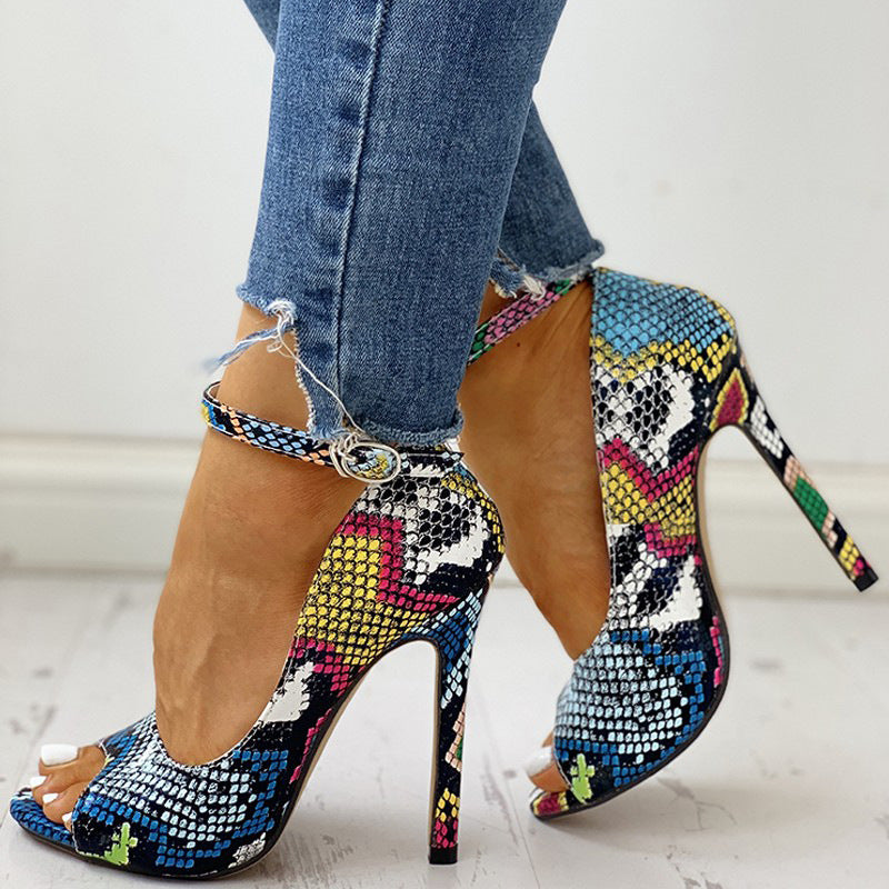 High Stiletto Heel Multi-Pattern Shoes