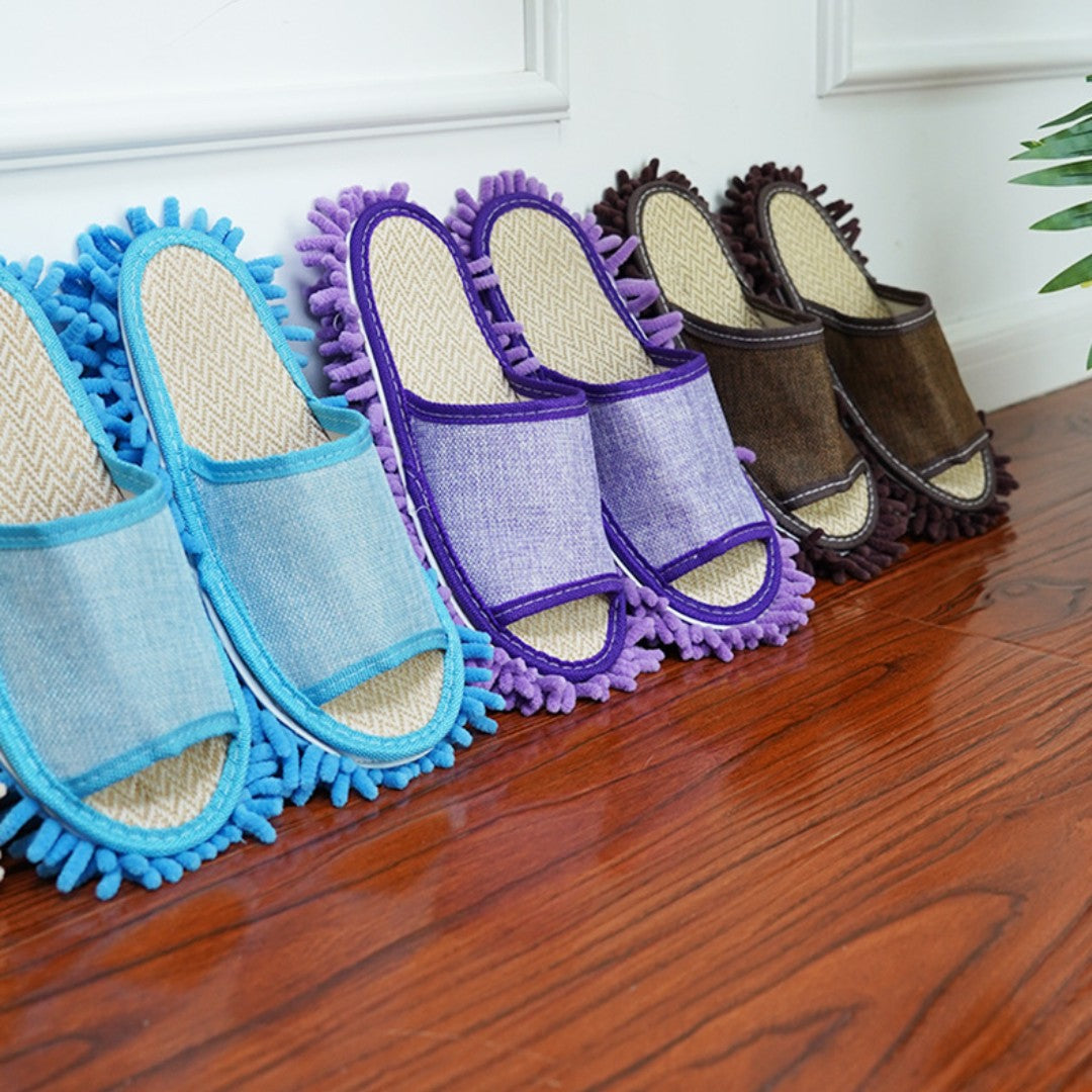 Removable And Washable Floor Slippers Linen For Home Cleaning