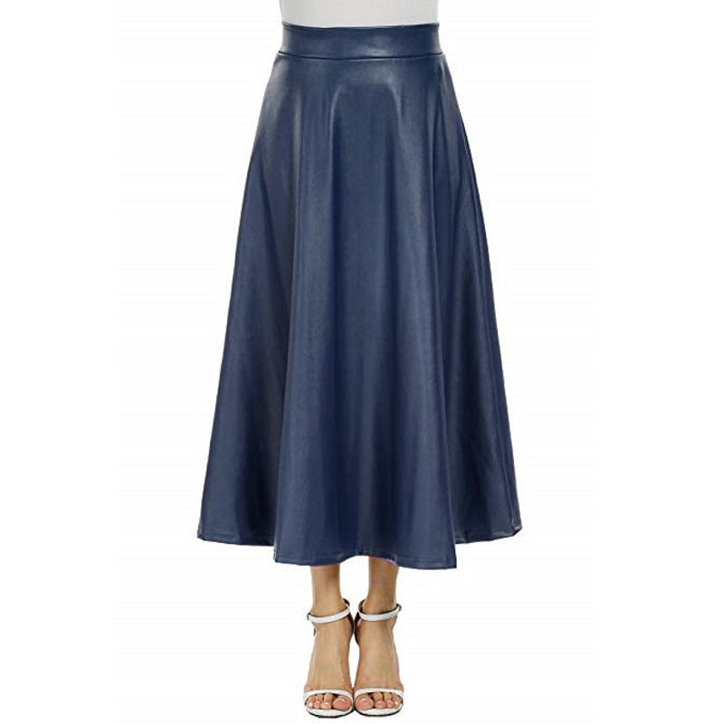 PU Skirt Long Skirt High Waist Skirt