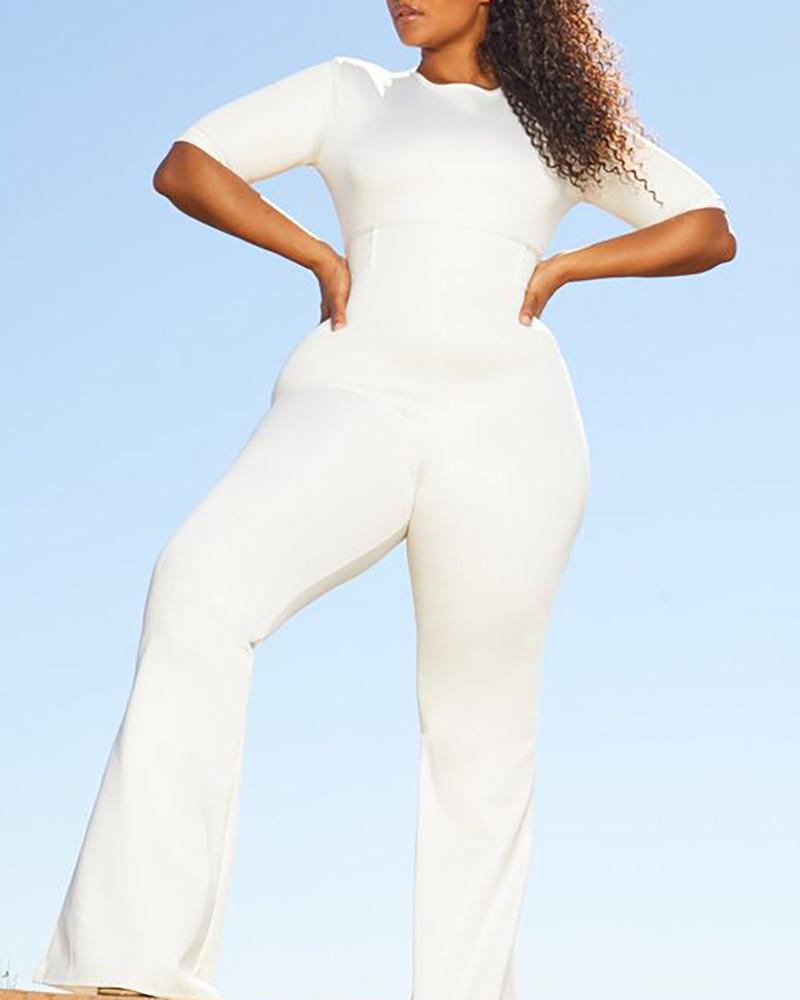 Women's Solid Color White Jumpsuit