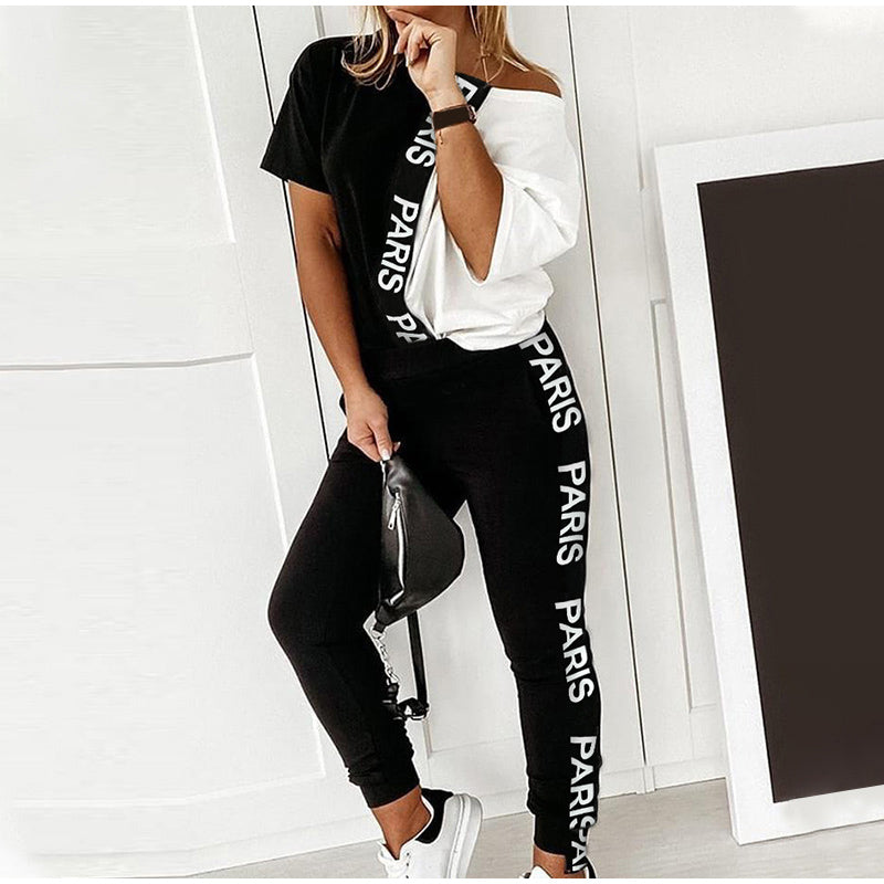 Black And White Contrast Strapless Pant Suit
