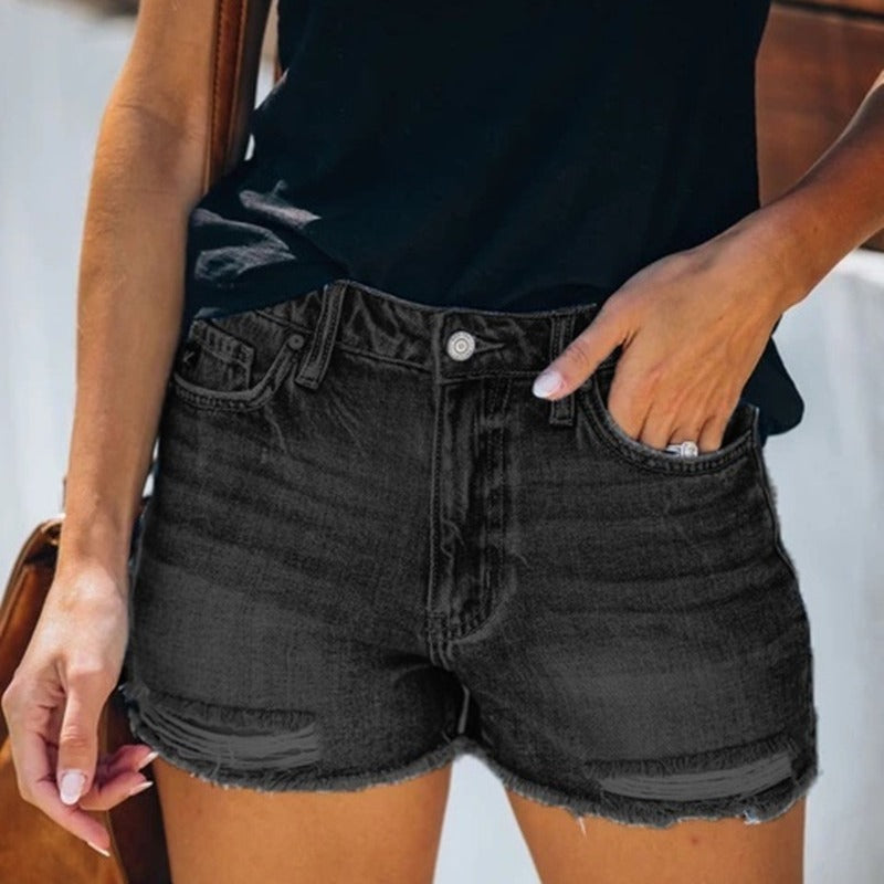 Summer Hole Denim Shorts Jeans