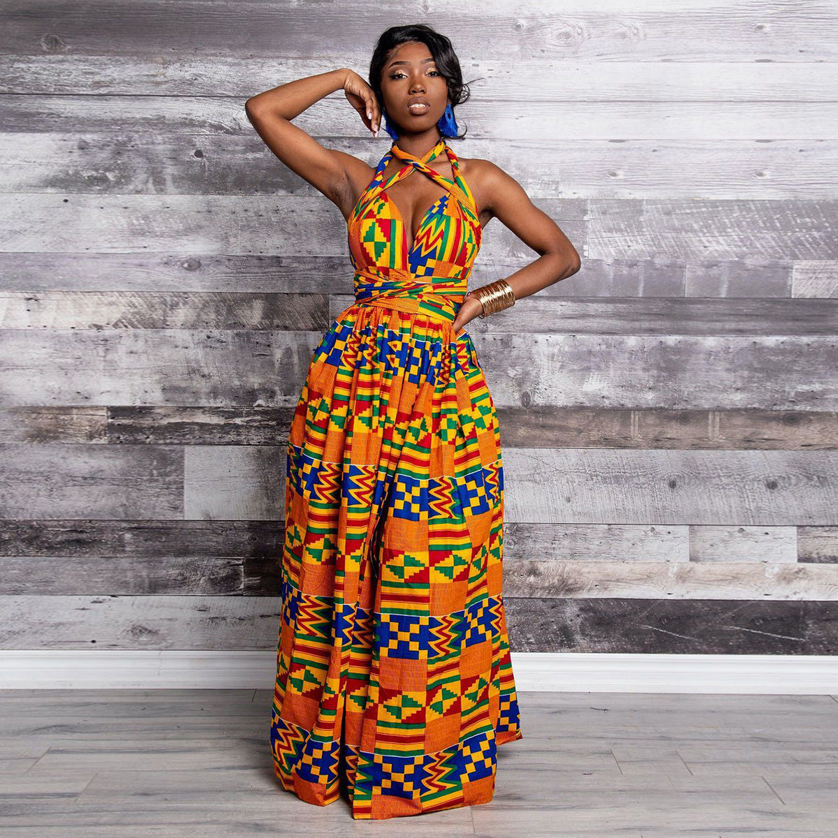 Multi Color Print Maxi Dresses