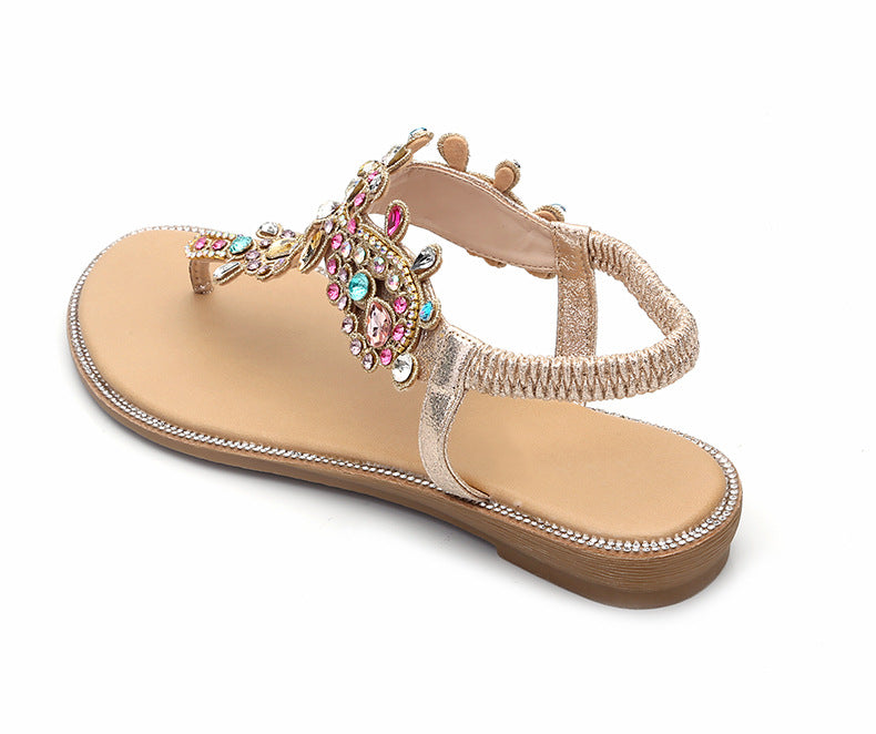 Solid Color Sandals with colorful diamonds