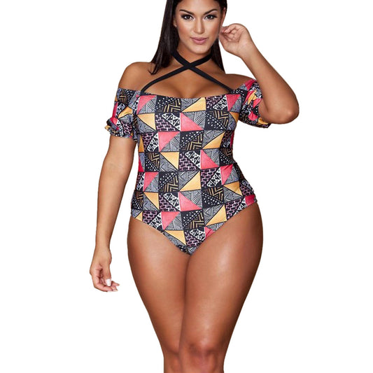 Geometric One Piece Multi-Color Swimwear