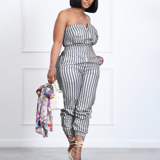 Striped Tube Top Jumpsuit