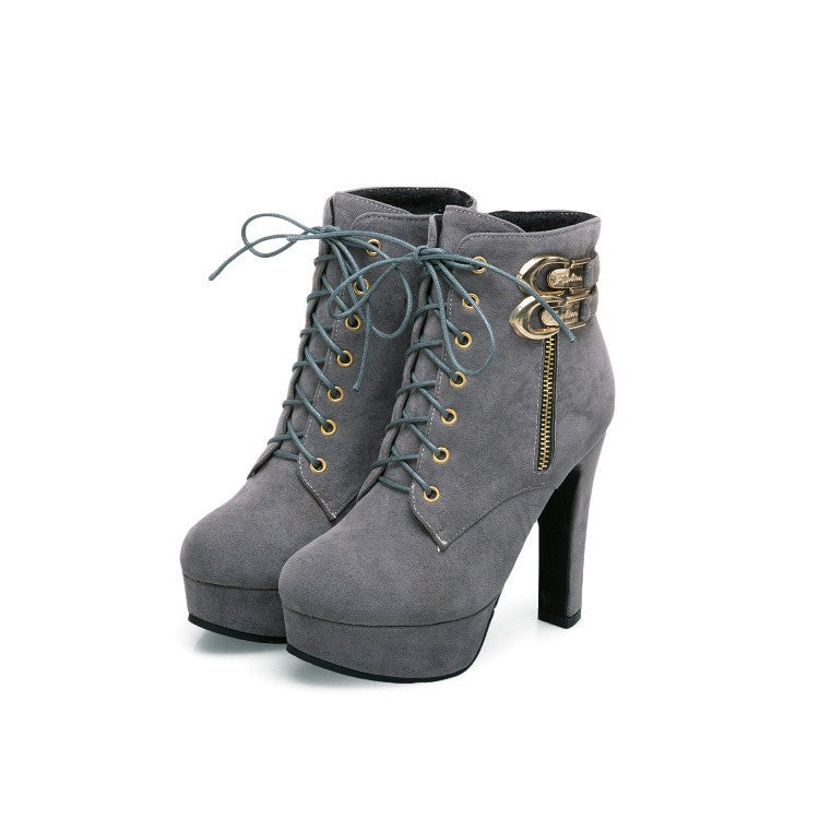 Short Solid Color Boots With Thick Heels