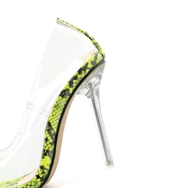 Pointed Transparent Snake Crystal Stiletto Heels