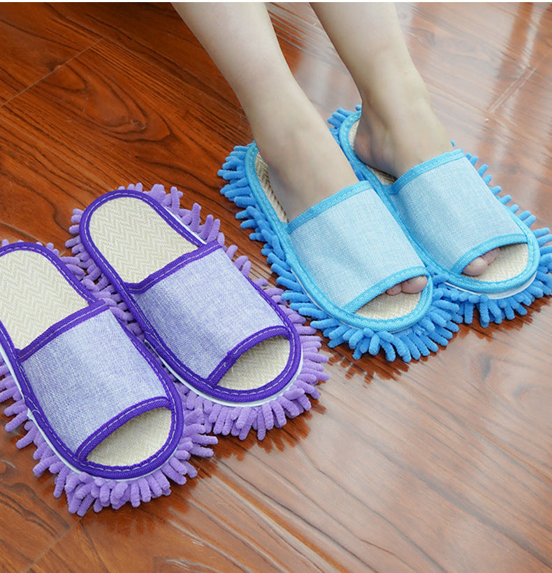 Removable And Washable Floor Slippers Linen For Home Cleaning