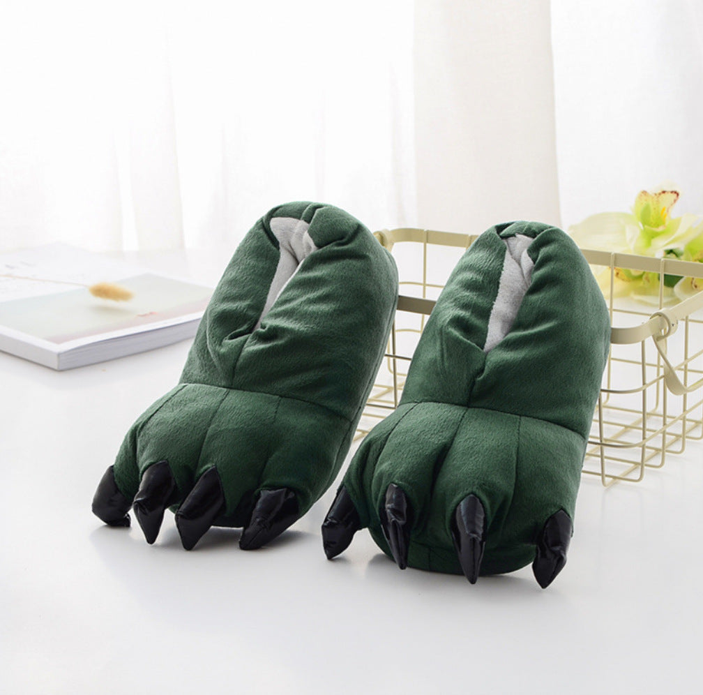 Soft Warm Dinosaur Paw Funny Slippers for Men Women Kids