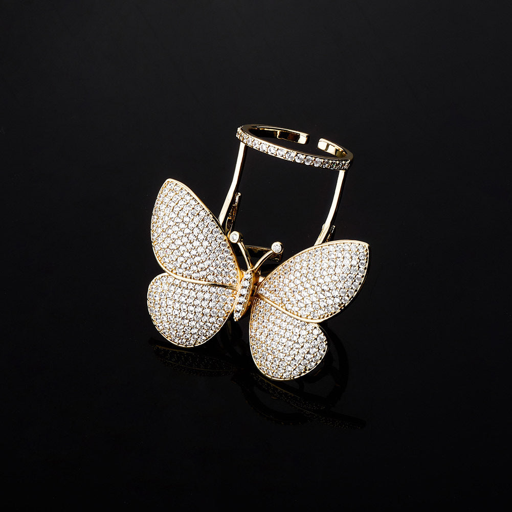 European and American Butterfly Full Zircon Ladies Ring