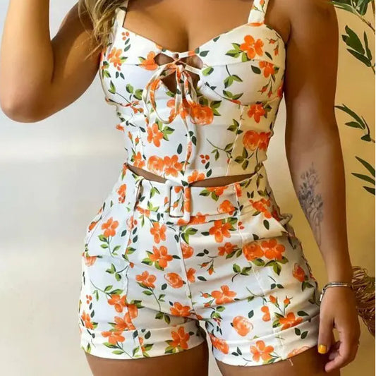 Flower Printed Multi Color Short Suit