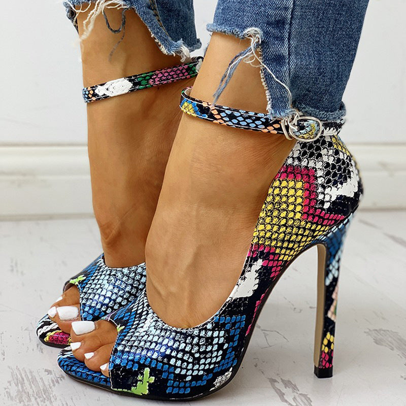 High Stiletto Heel Multi-Pattern Shoes