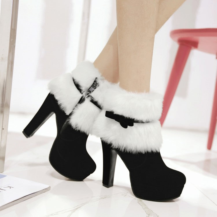 Plush Winter Boots High Heel Shoes
