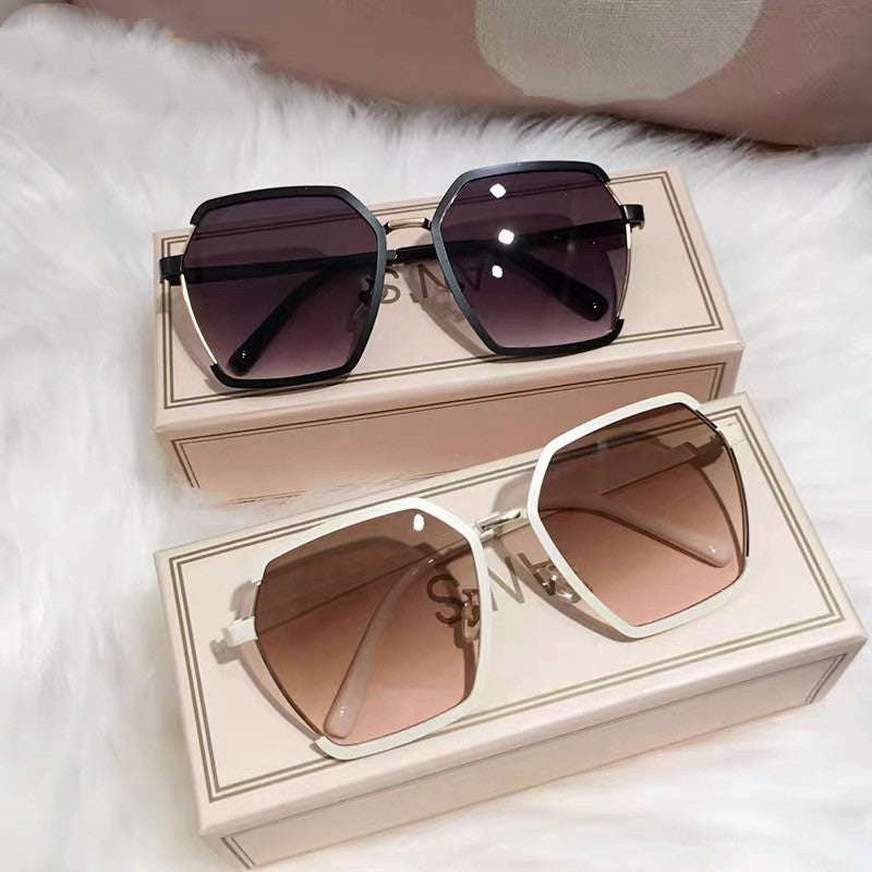 Vintage Half-Frame Oversize Square Sunglasses