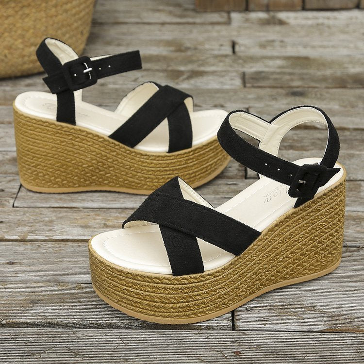 Wedge Sandals For Summer Cross-strap Platform Shoes