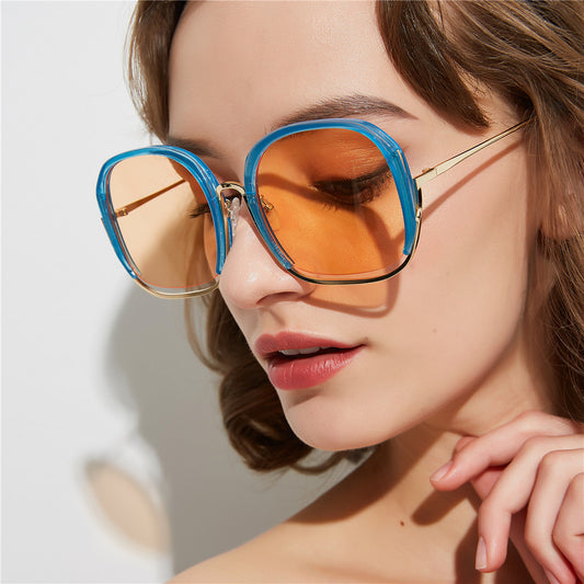 Colorful Fashionable Large Half Frame Sunglasses