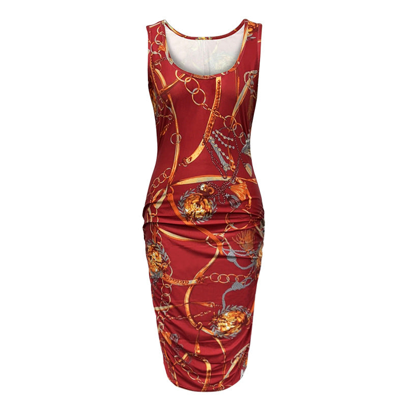 Graphic Print Multi Color Sleeveless Dress