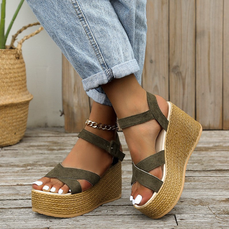 Wedge Sandals For Summer Cross-strap Platform Shoes