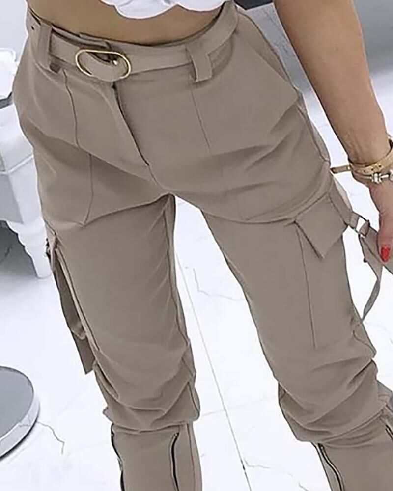 Cross-Border High Waist Pants With Zipper Accent