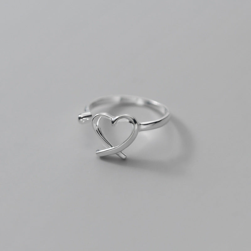 S925 Silver Simple Style Hollow Line Love Ring