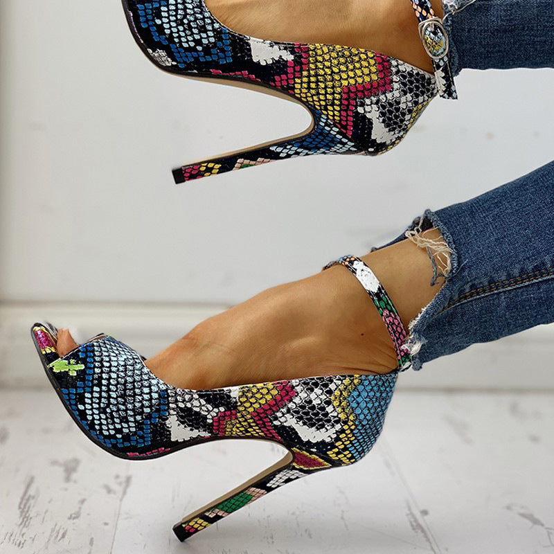 High Stiletto Heel Multi-Pattern Shoes
