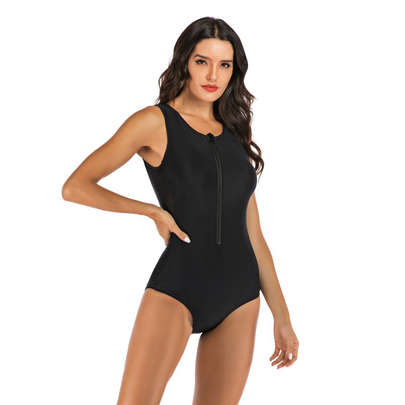 Front Zipper One Piece Swimsuit