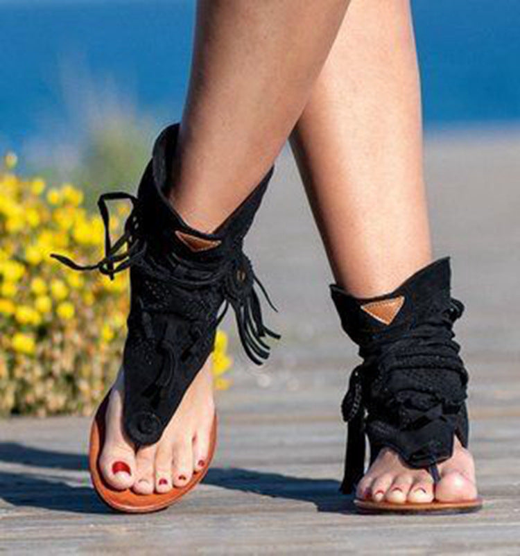 New Comfortable Flat Frosted Fringe Sandals