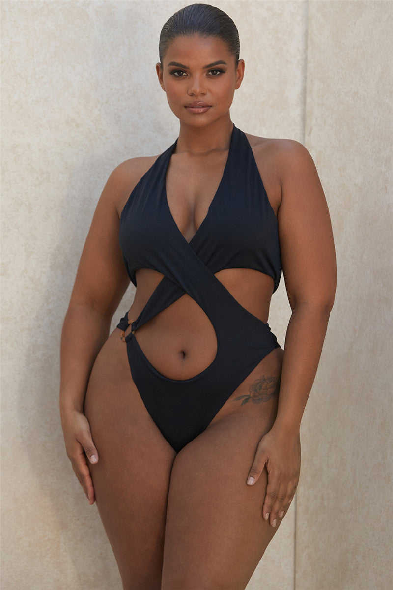 One-piece Slim Solid Color Swimsuit