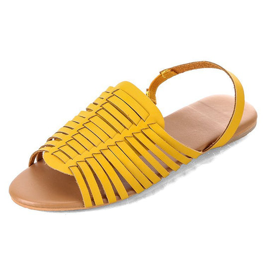 New Flat Heels And Solid Color Fish-mouth Sandals For Women