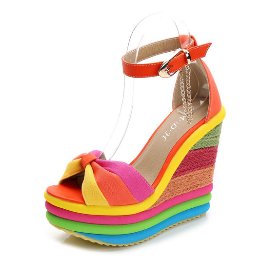 Wedge With Fish Mouth Rainbow Women's Shoes