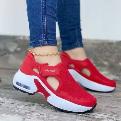 Thick Bottom Wedge Heel Velcro Casual Shoes Breathable Sneakers