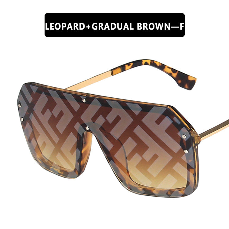 Trendy "F" Print Over-Sized Sunglasses