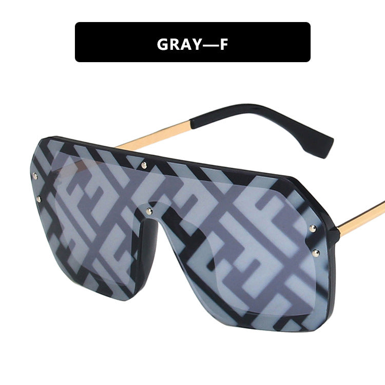 Trendy "F" Print Over-Sized Sunglasses