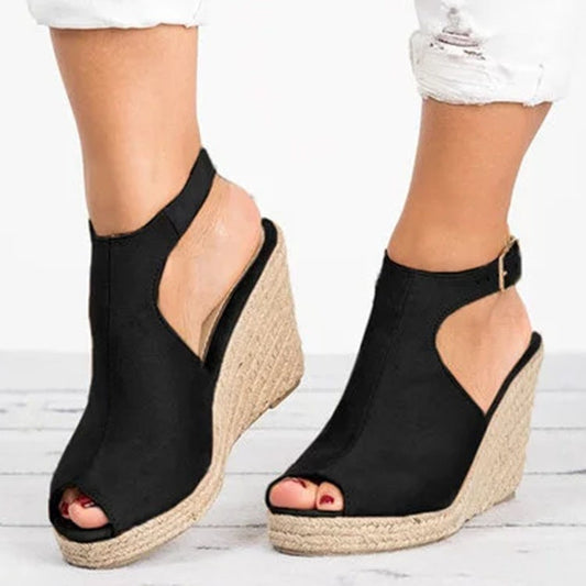 Women's Wedge High Heel Fish Mouth Roman Sandals