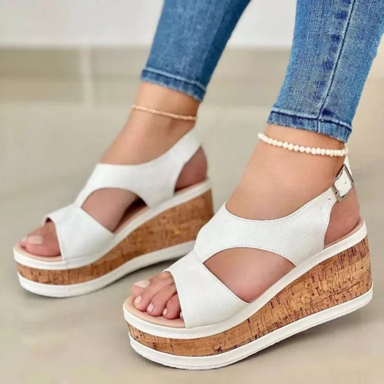 Wedge Heel Fish Mouth Sandals Women's Thick Sole Sponge Cake